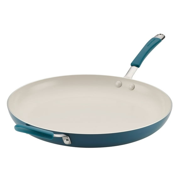 Rachael Ray Cucina Ceramic Nonstick Frying Pan, 14 Inch, Marine Blue