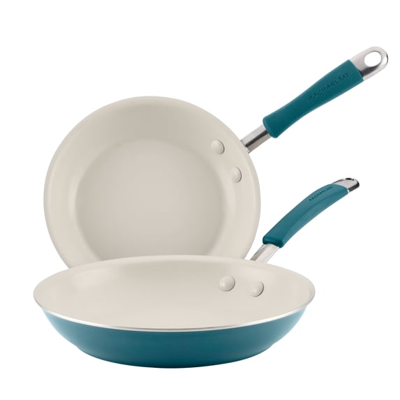 Rachael Ray Cucina Ceramic Skillet Set, 2-Piece, Marine Blue
