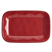Rachael Ray Cucina Dinnerware 8" x 12" Stoneware Rectangular Platter, Cranberry Red