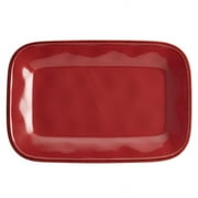 Rachael Ray Cucina Dinnerware 8" x 12" Stoneware Rectangular Platter, Cranberry Red