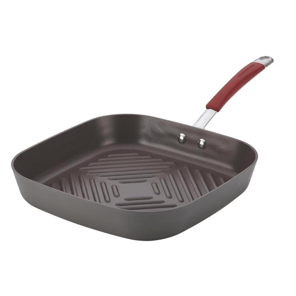 Rachael Ray Cucina Hard-Anodized Grill Pan in Gray and Red