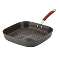thumbnail image 1 of Rachael Ray Cucina Hard-Anodized Nonstick 11-Inch Deep Square Grill Pan, Gray with Cranberry Red Handle, 1 of 7