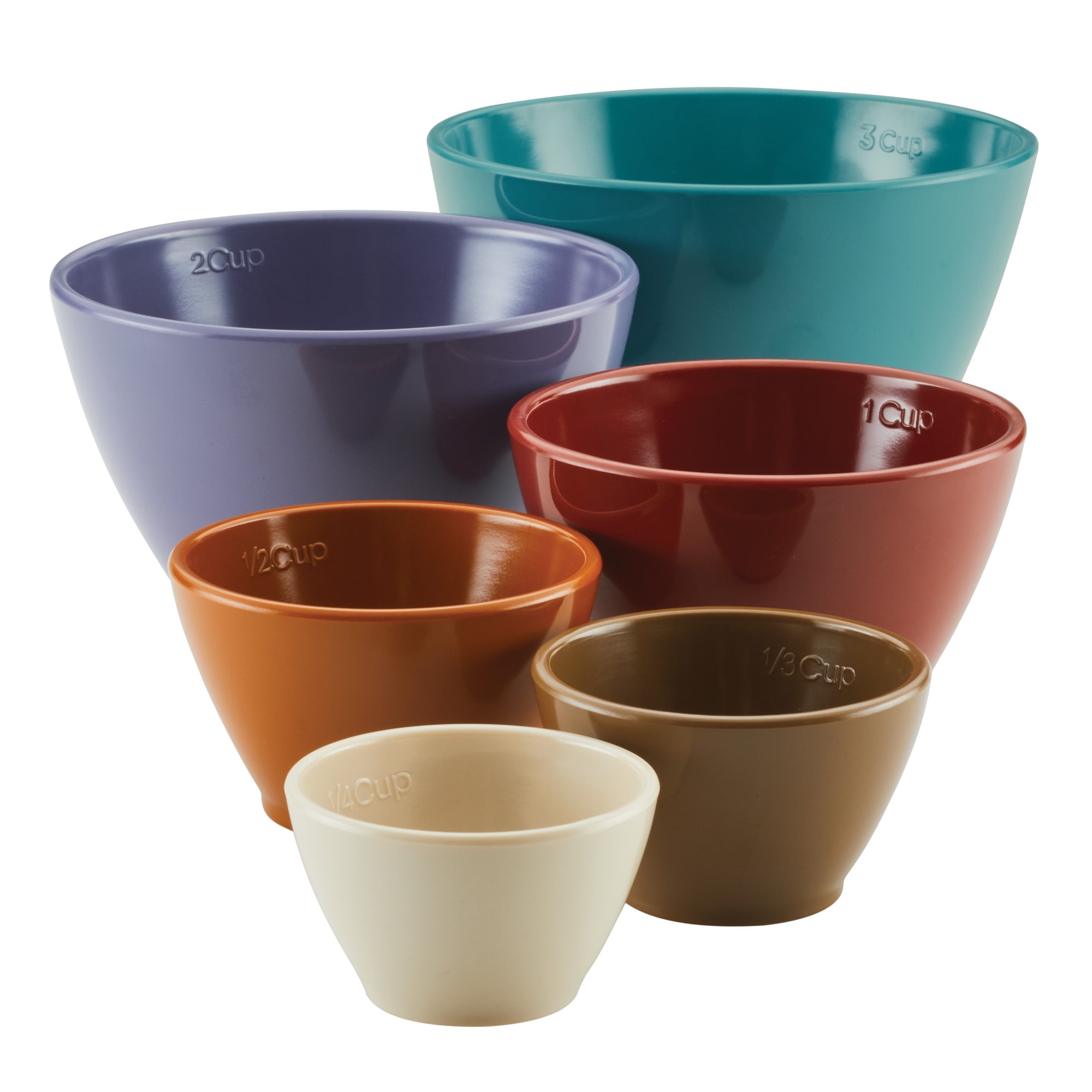 Assorted Color Melamine Nesting Measuring Cups Set, 6-Piece