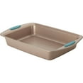 thumbnail image 1 of Rachael Ray Cucina Nonstick Bakeware 9" x 13" Rectangle Cake Pan, Latte Brown with Agave Blue Handles, 1 of 4