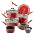thumbnail image 1 of Rachael Ray Cucina Porcelain Enamel Nonstick Cookware and Measuring Cup Set, 14-Piece, Cranberry Red, 1 of 9