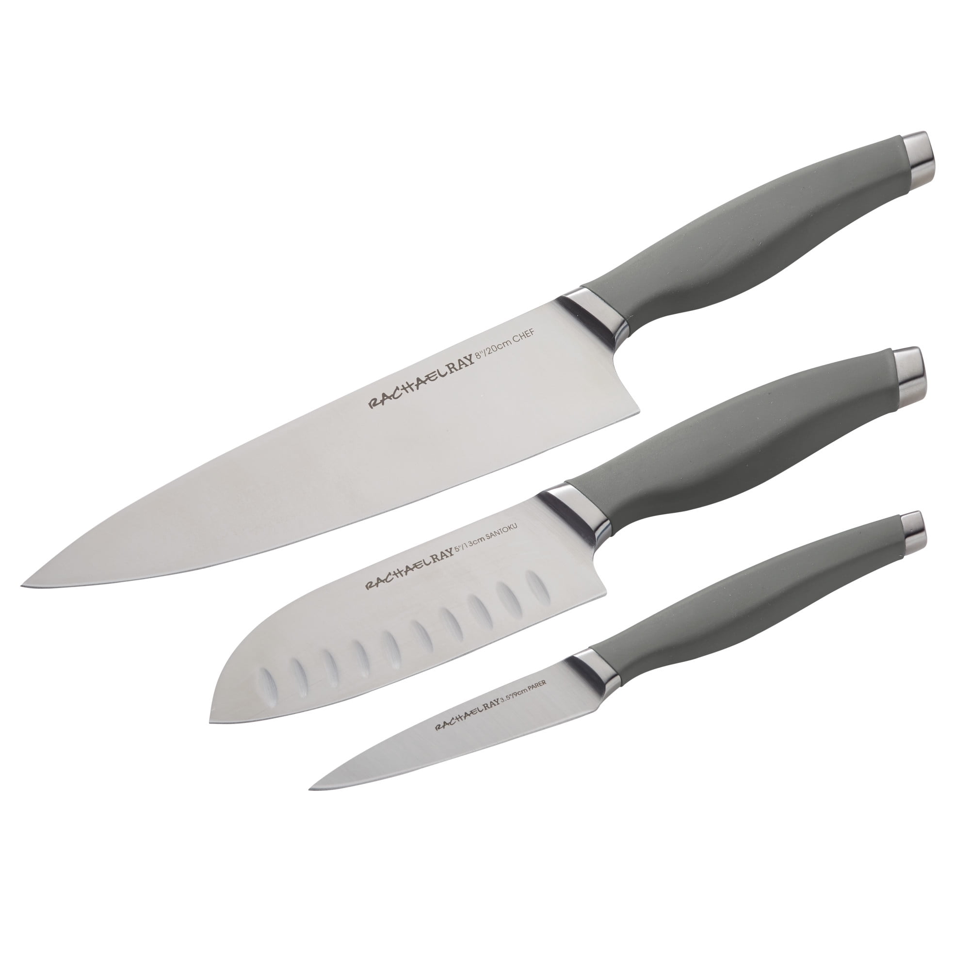 Rachael Ray Cutlery Japanese Stainless Steel Chef Knife Set - Gray, 3 Piece