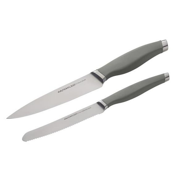 Rachael Ray Cutlery Japanese Stainless Steel Utility Knife Set, Gray, 2-Piece