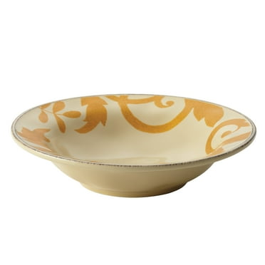 Rachael Ray Dinnerware Gold Scroll 10 inch Round Serving Bowl, Almond Cream