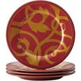 thumbnail image 1 of Rachael Ray Dinnerware Gold Scroll 4-Piece Round Appetizer Plate Set, 1 of 3
