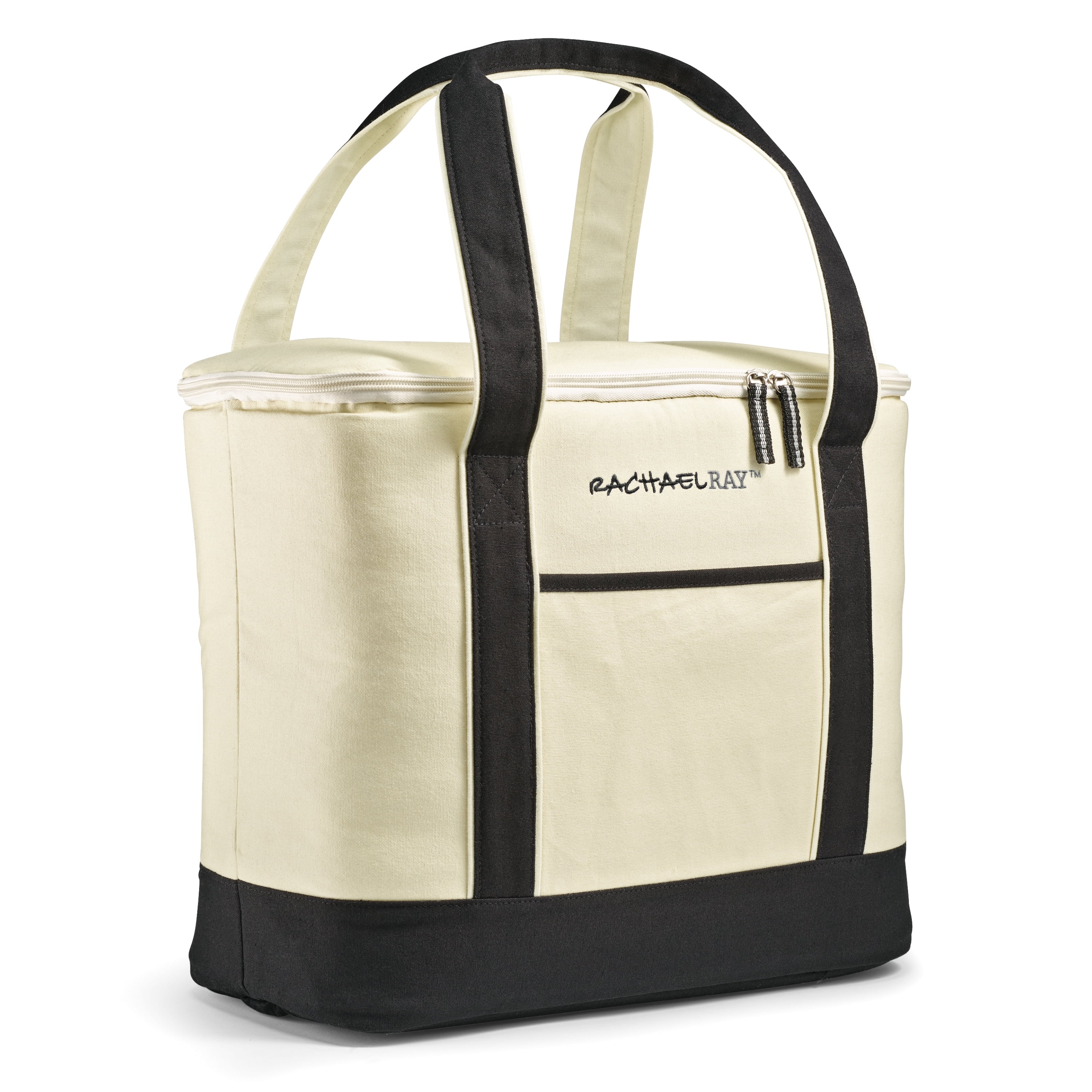Fit + Fresh Rachael Ray Grocery Tote Cooler Bag, Insulated Portable Travel Cooler, Hot or Cold Carrier, Ivory