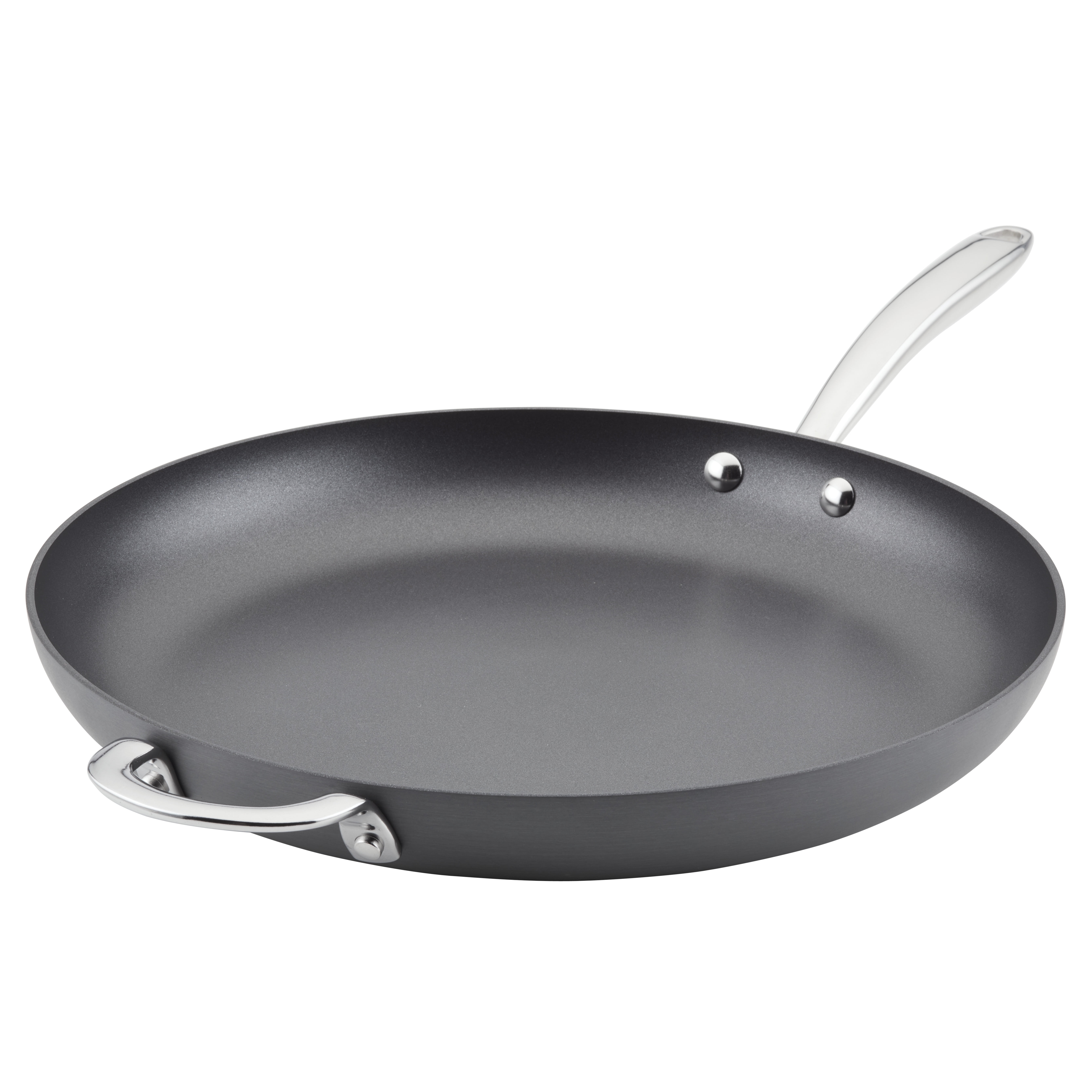 Gray 14-Inch Hard Anodized Nonstick Frying Pan with Helper Handle