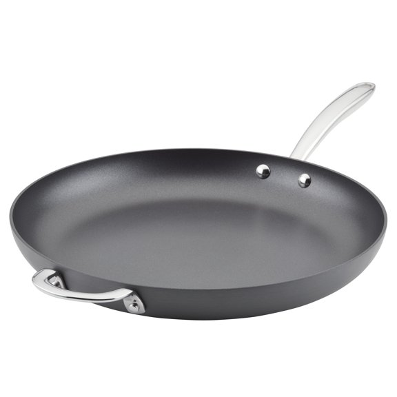 Rachael Ray Hard Anodized 14 inch Nonstick Frying Pan with Helper Handle, Gray
