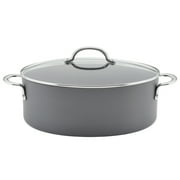 Rachael Ray Hard Anodized 8 Quart Non-stick Cookware Oval Pasta Pot and Braiser, Gray