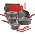 thumbnail image 1 of Rachael Ray Hard-Anodized Nonstick 14-Piece Cookware Set, Grey with Red Handles, 1 of 6
