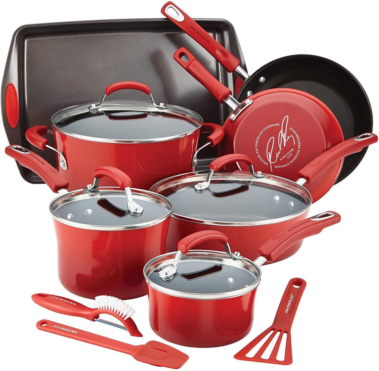 Rachael Ray Hard Enamel 14 Piece NonStick Pots and Pans