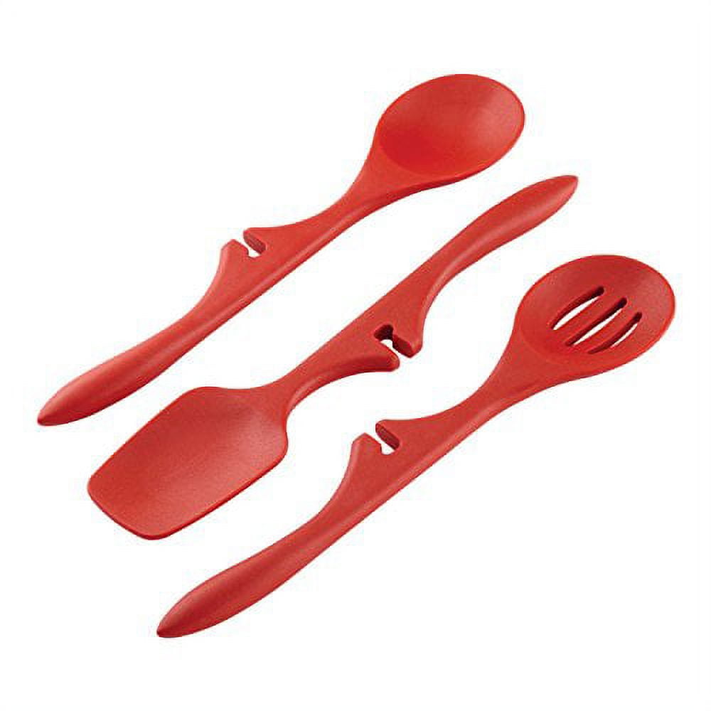 Red Silicone 3-Piece Lazy Kitchen Utensil Set