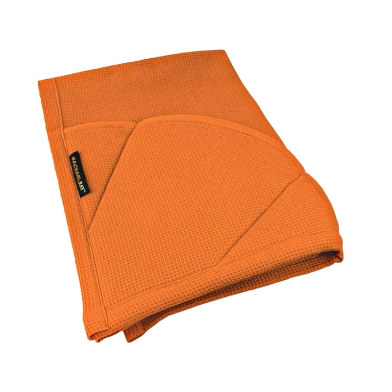 Rachael Ray Kitchen Towel and Oven Glove Moppine A 2-in-1 Kitchen Towel with Pot-Holder Pockets Burnt Orange