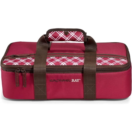 Rachael Ray Burgundy Small Bias Plaid Meal Carrier