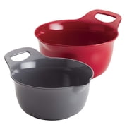 Rachael Ray Tools and Gadgets Nesting Mixing Bowl Set, 2-Piece, Red and Gray