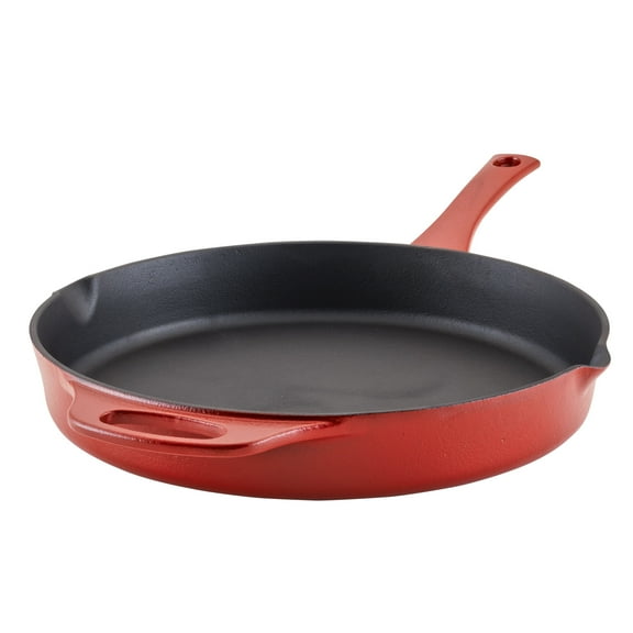 Rachael Ray NITRO 12 inch Cast Iron Skillet, Red