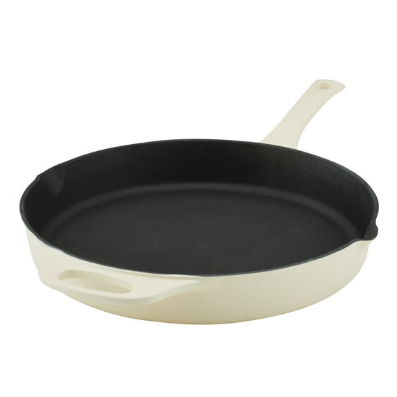 Rachael Ray NITRO Cast Iron 12 inch Frying Pan, Almond