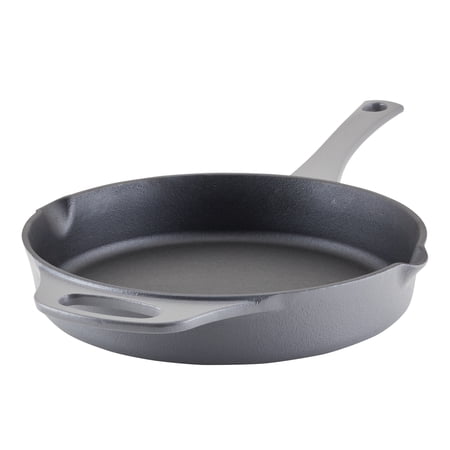 Rachael Ray NITRO Cast Iron Skillet, 10-Inch, Gray