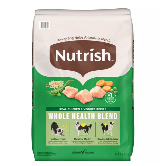 Rachael Ray Nutrish Adult Real Chicken and Vegetables Recipe Dry Dog Food, 40 lb. Bag