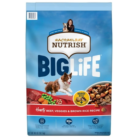 Rachael Ray Nutrish Big Life Hearty Beef, Veggies & Brown Rice Recipe Dry Dog Food, 40 lb. Bag