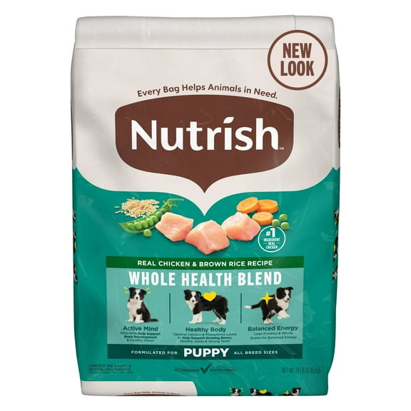 Nutrish Puppy Real Chicken & Brown Rice Recipe Whole Health Blend Dry Dog Food, 14 lb. Bag (Rachael Ray)