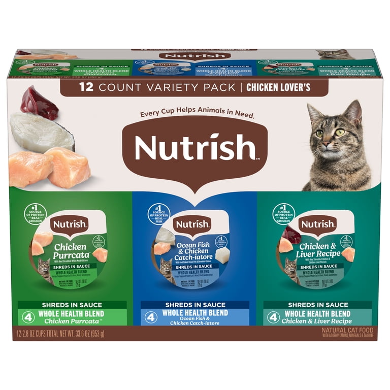 Nutrish Wet Cat Food Variety Pack 2.8 oz Cups with Real Chicken