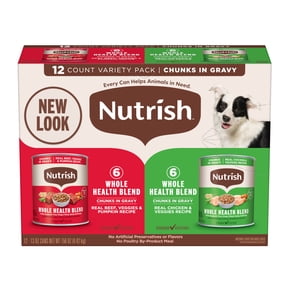 Nutrish Whole Health Blend Chunks in Gravy Variety Pack Wet Dog Food, 13 oz. Can, 12 Count (Rachael Ray)