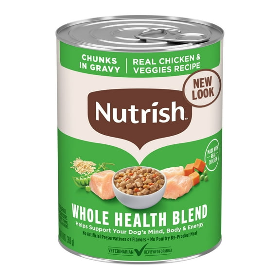 Nutrish Real Chicken & Veggies Recipe Whole Health Blend Chunks in Gravy Wet Dog Food, 13 oz. Can (Rachael Ray)