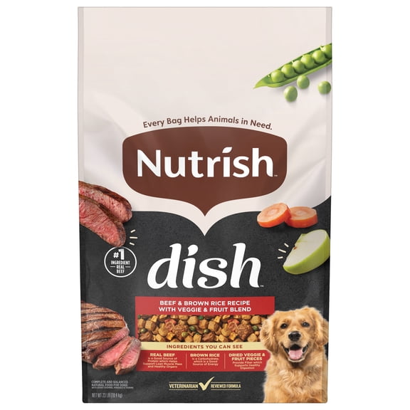 Nutrish Dish Beef & Brown Rice Recipe with Veggie & Fruit Blend Dry Dog Food, 23 lb. Bag (Rachael Ray)