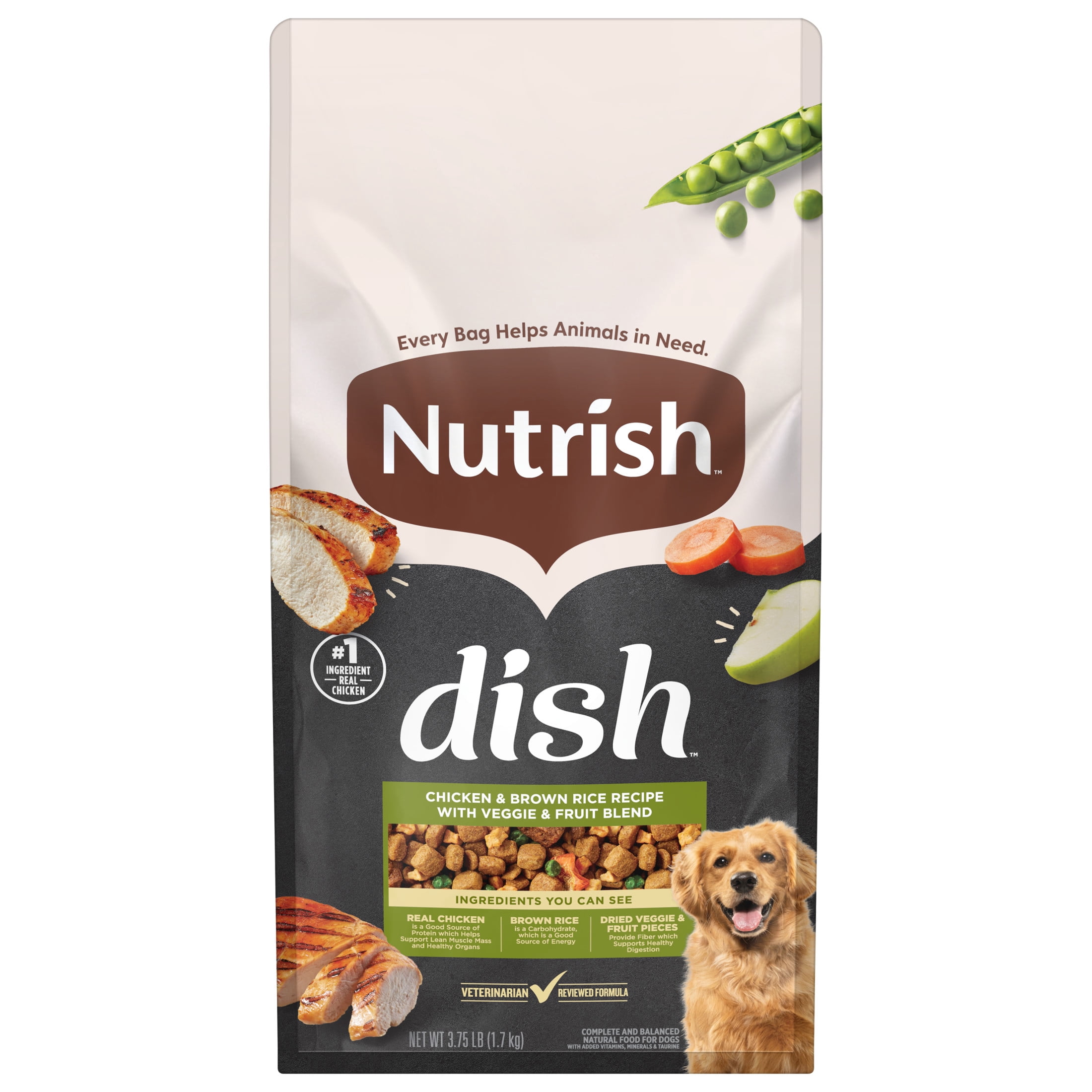 Nutrish Dish Chicken & Brown Rice Recipe with Veggie & Fruit Blend Dry Dog Food, 3.75 lb. Bag (Rachael Ray)