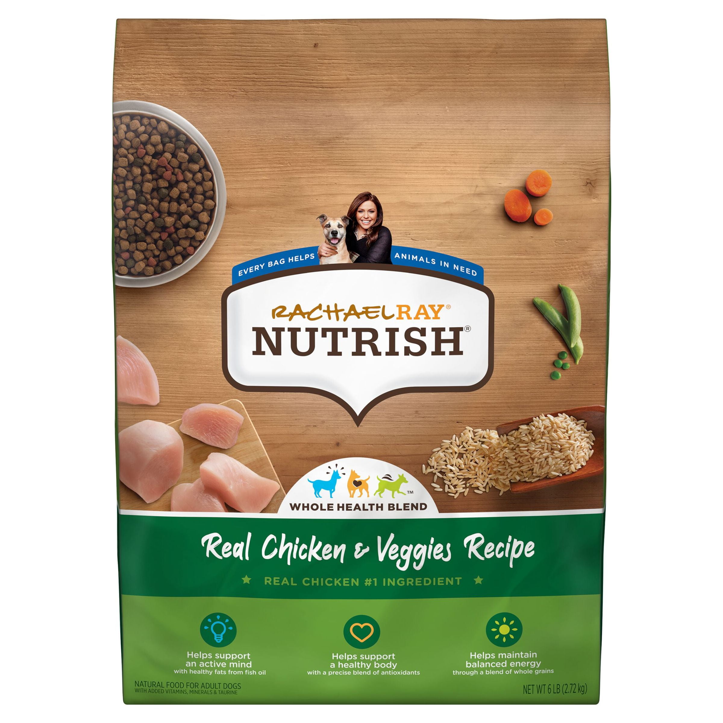 Rachael Ray Nutrish Dry Dog Food, Real Chicken & Veggies Recipe, 6 lb