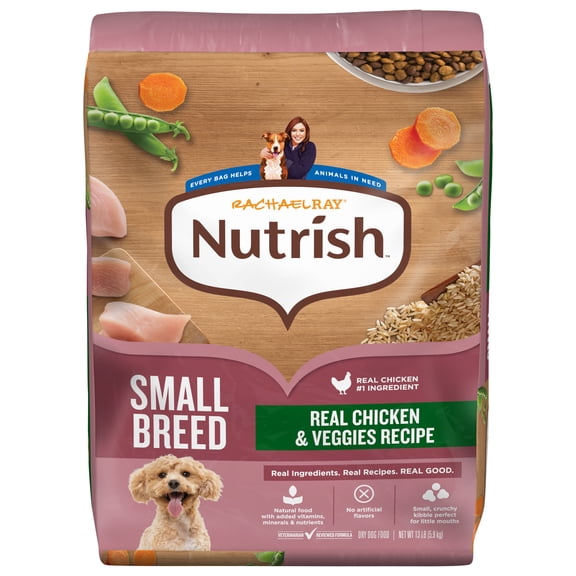 Rachael Ray Nutrish Dry Dog Food Small Breed Real Chicken & Veggies Recipe, 13lb