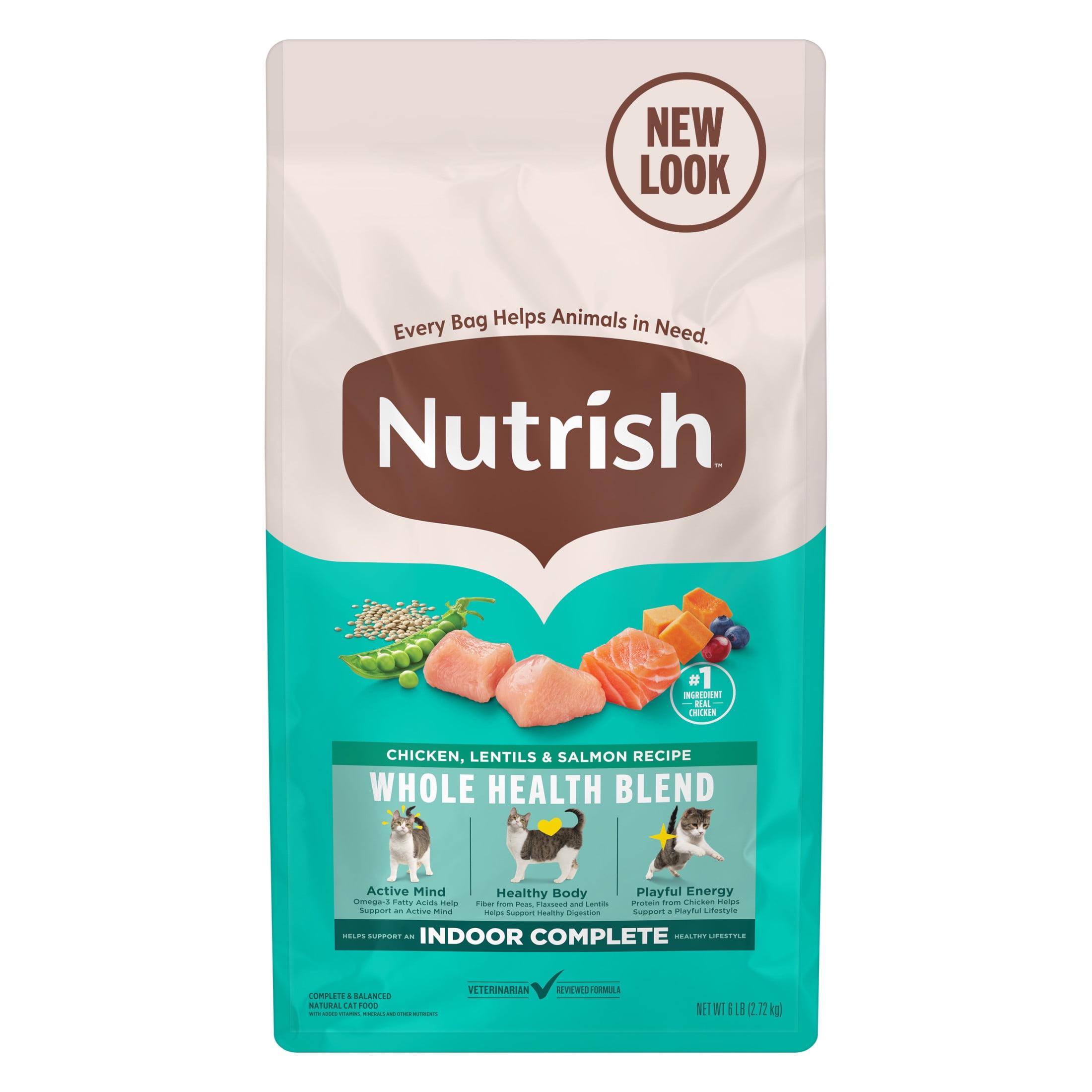 Nutrish Indoor Complete Chicken, Lentils & Salmon Recipe Dry Cat Food, 6 lb. Bag (Rachael Ray)