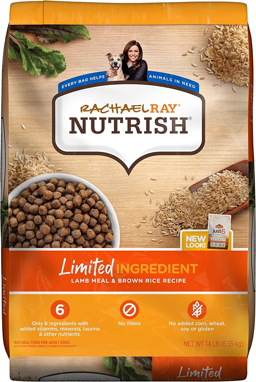 Rachael Ray Nutrish Dry Dog Food, Limited Ingredient Lamb Meal & Brown Rice Recipe, 14lb Bag