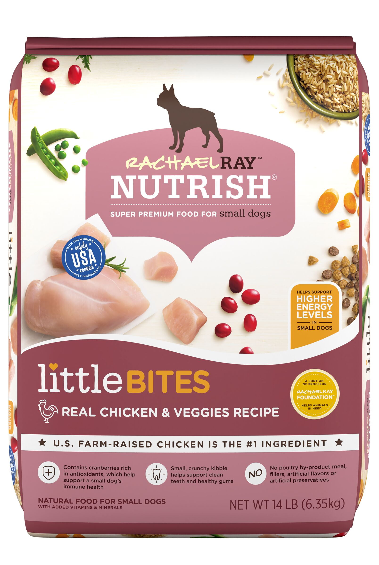 Rachael Ray Nutrish Little Bites Small Breed Dry Dog Food, Real Chicken & Veggies Recipe, 14 lbs