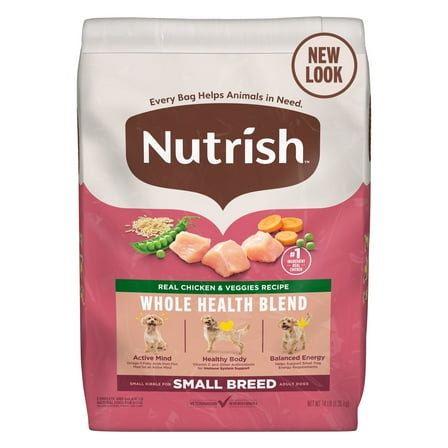 Nutrish Small Breed Real Chicken & Veggies Recipe Whole Health Blend Dry Dog Food, 14 lb. Bag, Packaging May Vary (Rachael Ray)