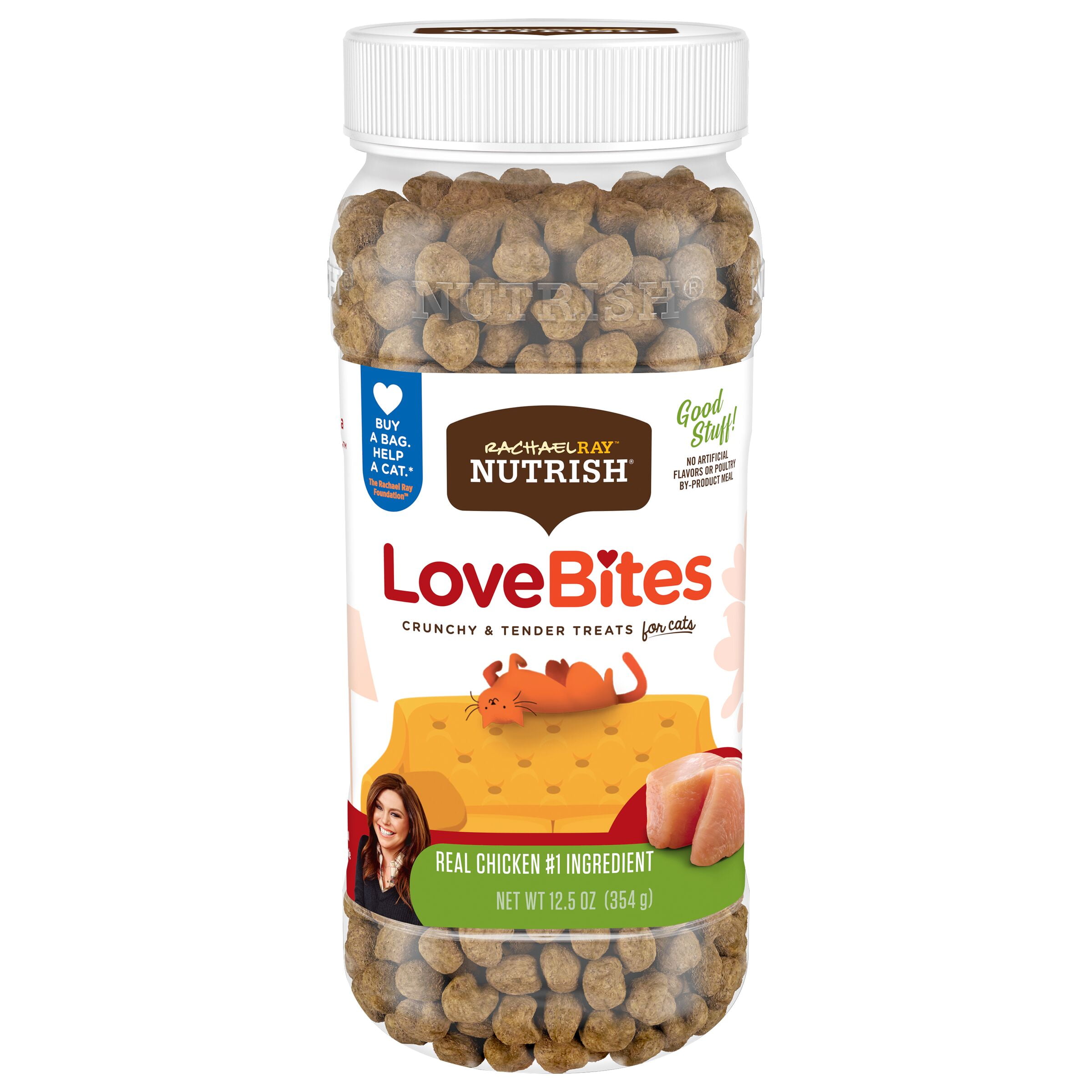 Rachael Ray Nutrish Love Bites Cat Treats, Chicken, 12.5 Ounce Canister