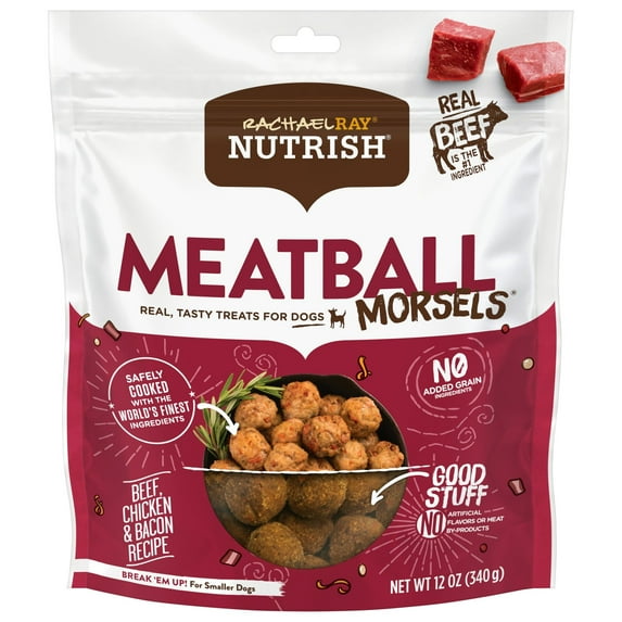 Rachael Ray Nutrish Meatball Morsels Beef, Chicken & Bacon Recipe Dog Treats, 12 oz. Bag