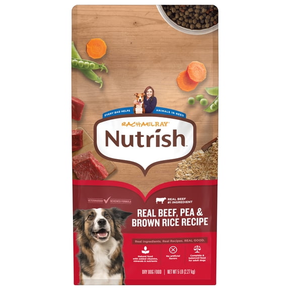 Rachael Ray Nutrish Adult Dry Dog Food Real Beef, Pea & Brown Rice Recipe, 5 lb.