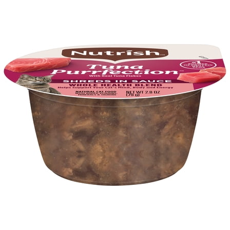 Nutrish Grain Free Wet Cat Food Tuna Purrfection Whole Health Blend with Real Tuna Flakes in a Savory Sauce, 2.8 oz. Cup (Rachael Ray)