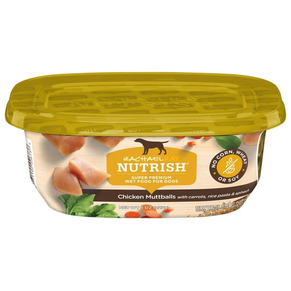 Rachael Ray Nutrish Natural Premium Wet Dog Food, Chicken Muttballs with Pasta, 8 Oz. Tub