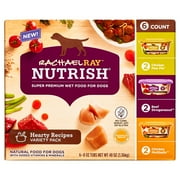 Rachael Ray Nutrish Natural Premium Wet Dog Food, Hearty Recipes Variety Pack, 8 Oz. Tub (Pack Of 6)