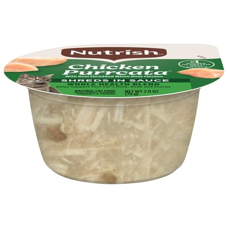 Nutrish Grain Free Wet Cat Food Chicken Purrcata Whole Health Blend with Real Shredded White Meat Chicken in Sauce, 2.8 oz. Cup (Rachael Ray)