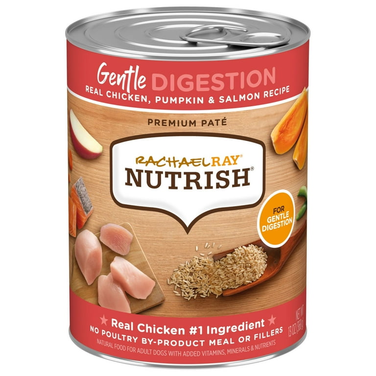 Rachael Ray Nutrish Gentle Digestion Wet Dog Food Real Chicken Pumpkin Salmon 13 Ounce Can Pack of 12
