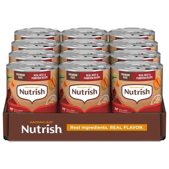 Rachael Ray Nutrish Premium Paté Wet Dog Food, Real Beef & Pumpkin Recipe, 13 Oz. Cans (12 Pack)