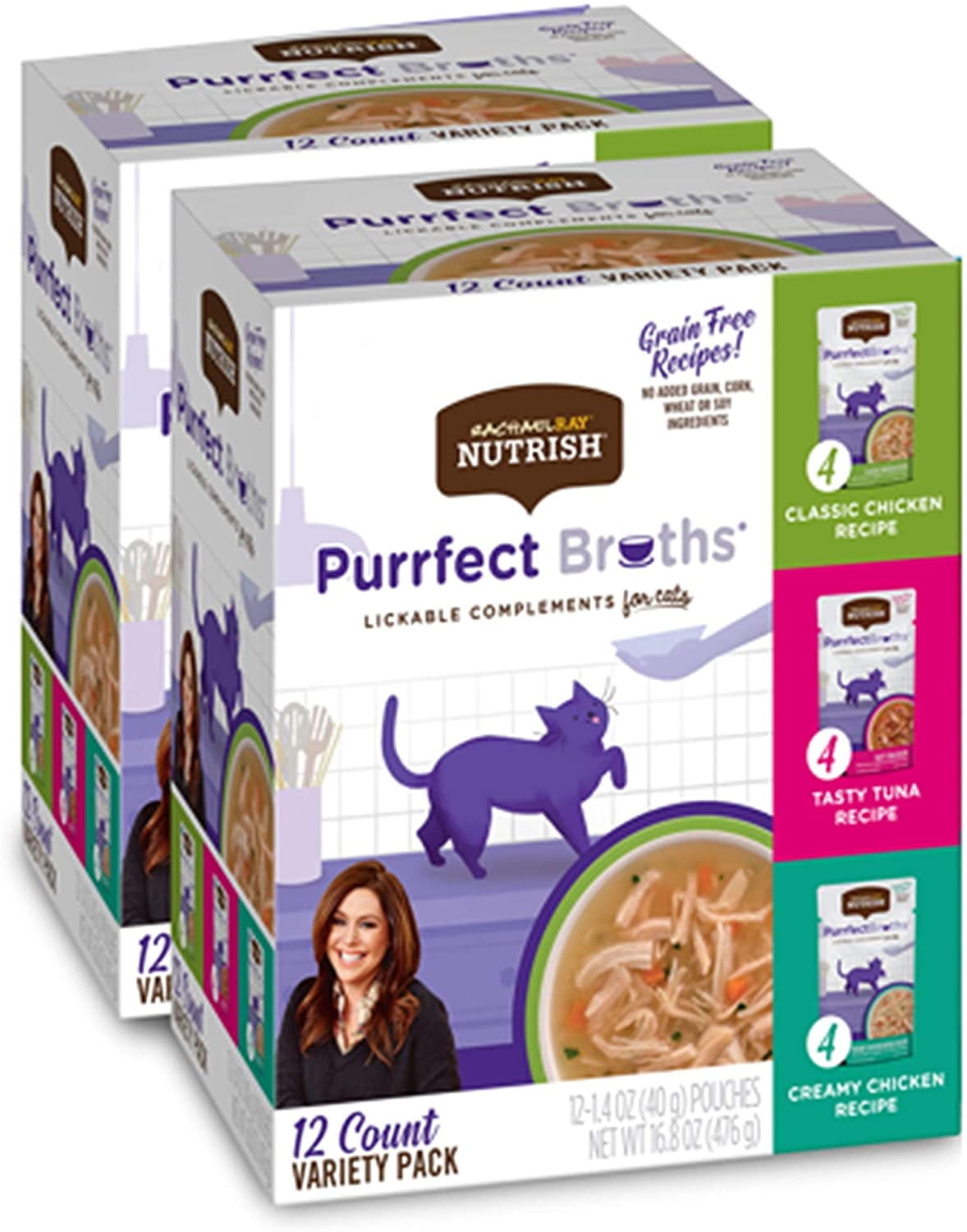 Rachael Ray Nutrish Purrfect Broths Natural Wet Cat Food, Variety Pack